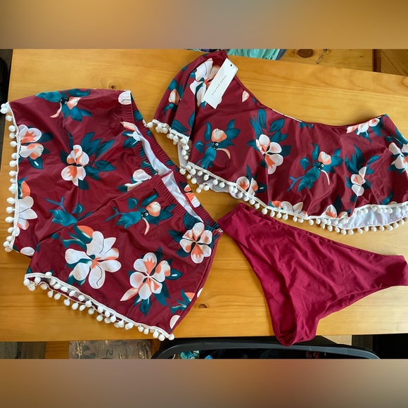 Rosegal Other - NWT, plus, 2x, bathing suit set. Briefs, shorts, off shoulder bikini top. Summer